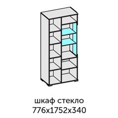 Аллегро-10 Шкаф 2дв. (со стеклом) (дуб крафт золотой-камень темный) в Качканаре - kachkanar.mebel24.online | фото 2