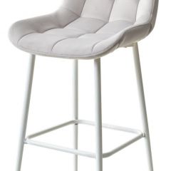 Барный стул ХОФМАН, цвет H-09 Светло-серый, велюр / белый каркас М-City в Качканаре - kachkanar.mebel24.online | фото