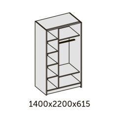 ИННЭС-5 Шкаф-купе 2-х дв. 1400 (1дв. Ф1 - бодега белая, 1дв. Ф2 - зеркало) в Качканаре - kachkanar.mebel24.online | фото 2
