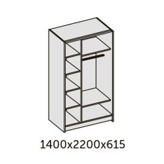 ИННЭС-5 Шкаф-купе 2-х дв. 1400 (2 дв. Ф3 - венге вст. экокожа коричневый) в Качканаре - kachkanar.mebel24.online | фото 2