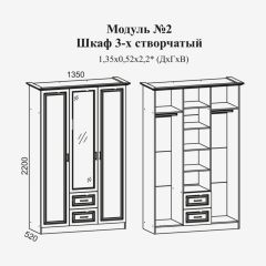 Женева №2 Шкаф 3-х ств. с зерк.,2мя ящ. (ЛДСП бел/МДФ софт светл с пат зол) в Качканаре - kachkanar.mebel24.online | фото 2