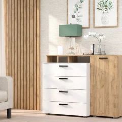 Комод №8 (Дуб Крафт Золотой/Белый) в Качканаре - kachkanar.mebel24.online | фото