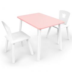 Комплект детской мебели стол и два стула Корона  (Розовый/Белый/Белый) в Качканаре - kachkanar.mebel24.online | фото 1