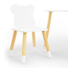 Комплект детской мебели стол и два стула Мишутка (Белый/Белый/Береза) в Качканаре - kachkanar.mebel24.online | фото 1