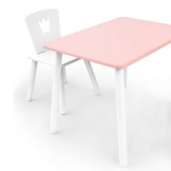 Комплект детской мебели стол и стул Корона (Розовый/Белый/Белый) в Качканаре - kachkanar.mebel24.online | фото 1