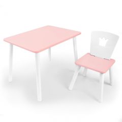Комплект детской мебели стол и стул Корона (Розовый/Розовый/Белый) в Качканаре - kachkanar.mebel24.online | фото 1