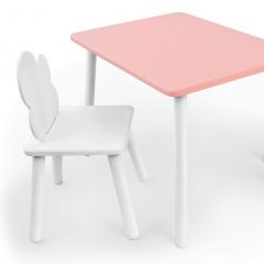 Комплект детской мебели стол и стул Облачко (Розывый/Белый/Белый) в Качканаре - kachkanar.mebel24.online | фото