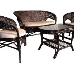 Комплект Пеланги 02/15 с 2-х местным диваном и овальным столом (Темно-коричневый) в Качканаре - kachkanar.mebel24.online | фото 1