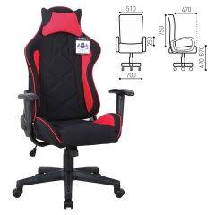 Кресло компьютерное BRABIX GT Racer GM-101 + подушка (ткань) черное/красное (531820) в Качканаре - kachkanar.mebel24.online | фото 2