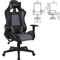 Кресло компьютерное BRABIX "GT Racer GM-100" (черное/серое) 531926 в Качканаре - kachkanar.mebel24.online | фото 2
