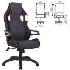 Кресло компьютерное BRABIX Techno Pro GM-003 (ткань черное/серое, вставки оранжевые) 531813 в Качканаре - kachkanar.mebel24.online | фото 2