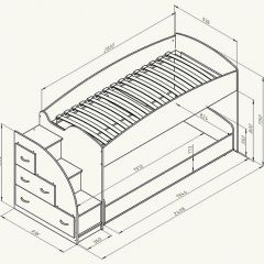 Кровать-чердак "Дюймовочка-4.2"  Дуб молочный/Оранжевый в Качканаре - kachkanar.mebel24.online | фото 3