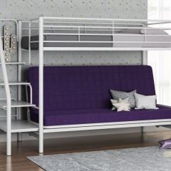 Кровать двухъярусная с диваном "Мадлен-3" (Белый/Фиолетовы) в Качканаре - kachkanar.mebel24.online | фото