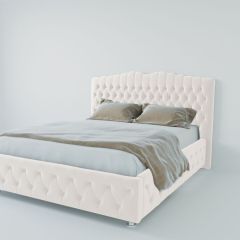 Кровать Нягань с ПМ 1600 (экокожа белая) в Качканаре - kachkanar.mebel24.online | фото 2