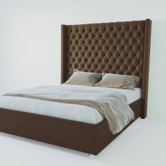 Кровать Версаль ЛЮКС с ПМ 1200 (экокожа коричневая) в Качканаре - kachkanar.mebel24.online | фото