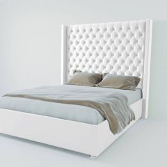 Кровать Версаль ЛЮКС с ПМ 900 (экокожа белая) в Качканаре - kachkanar.mebel24.online | фото