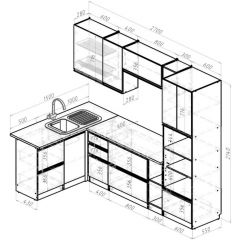 Кухонный гарнитур Адажио мега прайм 1500 х 2700 мм в Качканаре - kachkanar.mebel24.online | фото 2