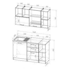 Кухонный гарнитур Лариса медиум 3 1400 мм в Качканаре - kachkanar.mebel24.online | фото 2