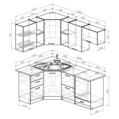 Кухонный гарнитур Лариса оптима 4 1400х2000 мм в Качканаре - kachkanar.mebel24.online | фото 2
