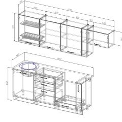 Кухонный гарнитур Вегас 2550 (Стол. 26мм) в Качканаре - kachkanar.mebel24.online | фото 2