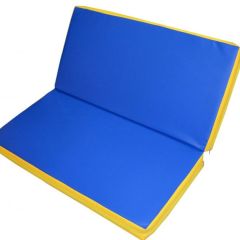 Мат гимнастический 1х1х0,08м складной цв. синий-желтый в Качканаре - kachkanar.mebel24.online | фото 1