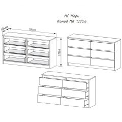 МОРИ МК 1380.6 Комод (графит) в Качканаре - kachkanar.mebel24.online | фото 3