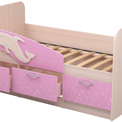 Кровать Дельфин 1,6 (Дуб молочный/фасад - Ламарти розовый) в Качканаре - kachkanar.mebel24.online | фото 1