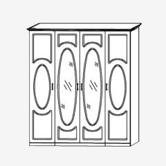 Прованс-2 Шкаф 4-х дверный с 2 зеркалами (Итальянский орех/Груша с платиной черной) в Качканаре - kachkanar.mebel24.online | фото