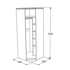 Шкаф 1-но дверный угловой Ольга-13 (840*840) в Качканаре - kachkanar.mebel24.online | фото 2