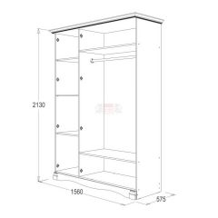 Шкаф 3-х дверный Ольга-1Н для одежды и белья в Качканаре - kachkanar.mebel24.online | фото 2