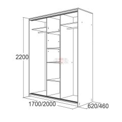 МИРАЖ 17.1 (620) 1 зеркало Шкаф для платья и белья в Качканаре - kachkanar.mebel24.online | фото 5