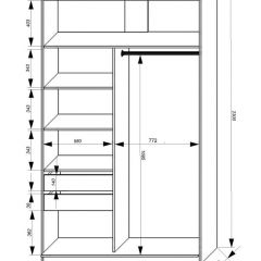 Шкаф-купе 1400 серии SOFT D1+D3+B2+PL1 (2 ящика+1штанга) профиль «Графит» в Качканаре - kachkanar.mebel24.online | фото 3