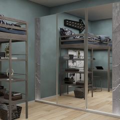 Шкаф-купе 1950 серии SILVER S3+S1+S3Z B22+PL2 (по 2 ящика лев/прав+1штанга+1 полка) профиль «Серебро» в Качканаре - kachkanar.mebel24.online | фото