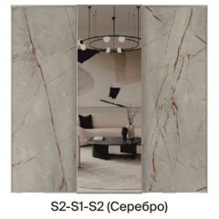 Шкаф-купе 1950 серии SILVER S5+S1+S5 B22+PL2 (по 2 ящика лев/прав+1 штанга+1 полка) профиль «Серебро» в Качканаре - kachkanar.mebel24.online | фото 6