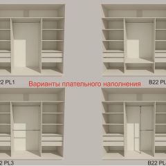 Шкаф-купе 2100 серии SOFT D5+D5+D5+B22+PL4 (по 2 ящика лев/прав+2штанги) профиль «Графит» в Качканаре - kachkanar.mebel24.online | фото 4