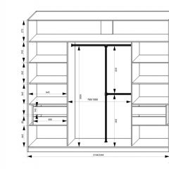 Шкаф-купе 2450 серии NEW CLASSIC K4+K4+K4+B22+PL4 (по 2 ящика лев/прав+F обр.штанга) профиль «Капучино» в Качканаре - kachkanar.mebel24.online | фото 3