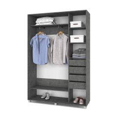 РОЛАНД Шкаф-купе с зеркалами Камень темный (450*1200) Р423 в Качканаре - kachkanar.mebel24.online | фото 5