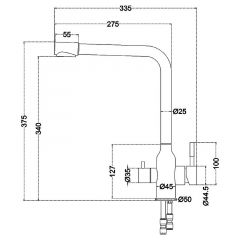 Смеситель д/кухни MELANA-F610304 Stello нерж.сталь, с переключателем на фильтр, однорычажный, сатин в Качканаре - kachkanar.mebel24.online | фото 4