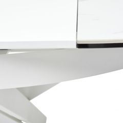Стол TRENTO 120 HIGH GLOSS STATUARIO Белый мрамор глянцевый, керамика/ белый каркас, ®DISAUR в Качканаре - kachkanar.mebel24.online | фото 9