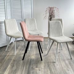 Стул ELVIS WZ2042-18 белая галька фактурный велюр / белый каркас М-City в Качканаре - kachkanar.mebel24.online | фото 2