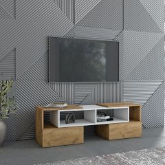 Тумба раздвижная (ЛДСП дуб крафт золотой/белый) в Качканаре - kachkanar.mebel24.online | фото 3