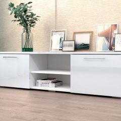 Тумба ТВ 1500 (ЛДСП Белый/Белый глянец) в Качканаре - kachkanar.mebel24.online | фото