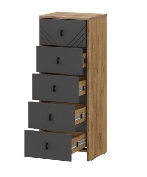 БАЙКАЛ Комод (5 ящиков) Графит/Дуб золотой в Качканаре - kachkanar.mebel24.online | фото 2
