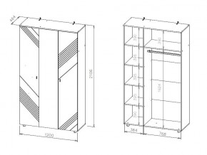 БАЙКАЛ Шкаф трехстворчатый (Графит/Дуб золотой) в Качканаре - kachkanar.mebel24.online | фото 3