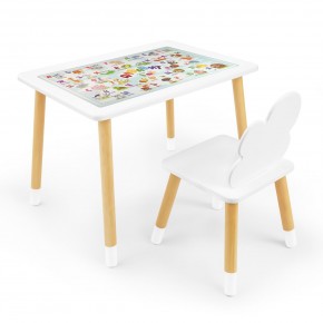 Детский комплект стол и стул Облачко Rolti Baby с накладкой Алфавит (белая столешница/белое сиденье/береза ножки) в Качканаре - kachkanar.mebel24.online | фото