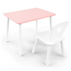 Детский комплект стол и стул «Звезда» Rolti Baby (розовый/белый, массив березы/мдф) в Качканаре - kachkanar.mebel24.online | фото