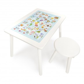 Детский комплект стол и табурет круглый Rolti Baby с накладкой Алфавит (белая столешница/белое сиденье/белые ножки) в Качканаре - kachkanar.mebel24.online | фото 1
