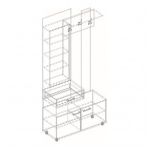 ГРАФ Вешалка с зеркалом ЛЕВОЕ исполнение (темно серый) в Качканаре - kachkanar.mebel24.online | фото 2