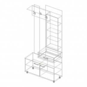 ГРАФ Вешалка с зеркалом ПРАВОЕ исполнение (темно серый) в Качканаре - kachkanar.mebel24.online | фото 2