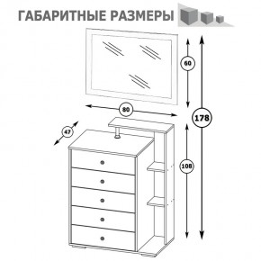 Камелия Комод + Зеркало, цвет белый, ШхГхВ 80х46,8х178 см., НЕ универсальная сборка в Качканаре - kachkanar.mebel24.online | фото 6